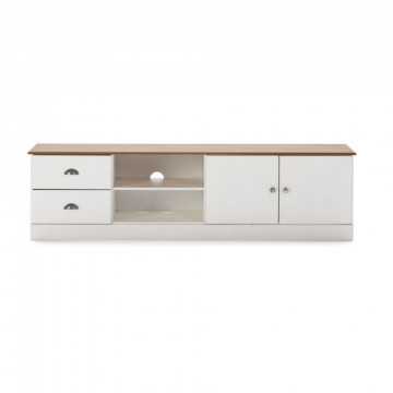 Meuble TV - Blanc/Chene -...