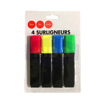 Surligneurs larges 4 couleurs