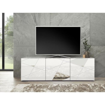 Meuble TV - Blanc laqué...